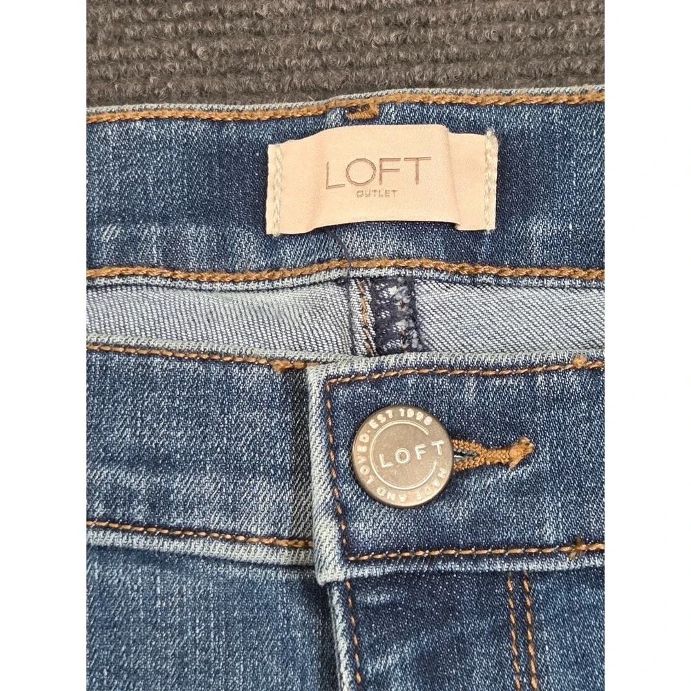 Loft Outlet Modern Skinny Jeans Womens 8 Blue Side Stripe Raw Hem‎ NWT